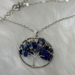 Lapis Lazuli Wire Tree of Life Pendent Necklace